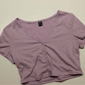 SHEIN lavender button crop top
